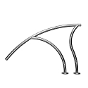 Inter-Fab DR-D3D50065-FL R-D3D50065-FL Deck 3-Bend Flanged Stair, Stainless Steel Designer Swimming Pool Rail