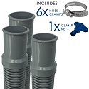 Puri Tech Heavy Duty Above Ground Filter Hose, Includes Clamps, 1.25 Inch x 6 foot- 3 Pack