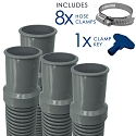 Puri Tech Heavy Duty Above Ground Pool Filter Hose, Includes Clamps, 1.5 Inch x 3 ft - 4 pack