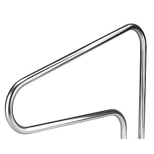 Inter-Fab D4D049-FL 4-Bend flanged Stair Rail Swimming Pool handrail, Stainless Steel