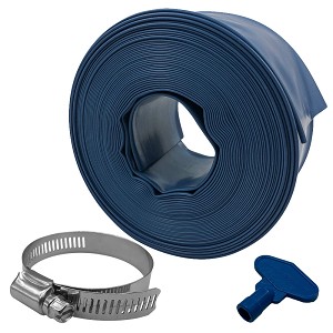 Puri Tech Pool Filter Backwash Hose, Clamps Included, Heavy Duty , Weather and Chemical Resistant Vinyl, 2 in x 50 ft