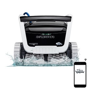 Dolphin Explorer E70 Robotic Cleaner with Wi-Fi, Water Temp Sensor, Top Load Filters, Ideal for In-Ground Pools up to 50 Feet – Includes Caddy