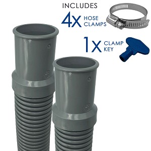 Puri Tech Heavy Duty Above Ground Filter Hose, clamps, 1.25 in x 3 ft - 2 Pack