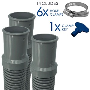 Puri Tech Heavy Duty Above Ground Filter Hose, Includes Clamps, 1.25 Inch x 6 foot- 3 Pack