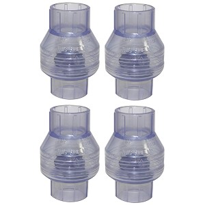 Valterra 200-C15W PVC Swing (No Spring) Check Valve Clear 1-1/2" Slip 4 Pack