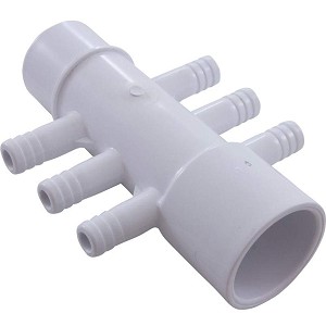 Waterway Plastics 806105119544 3/8"" Barb 6 Port Flow Thru 1"" Slip x 1"" Spigot Manifold